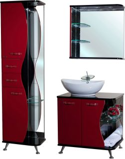 Зеркало с подсветкой Bellezza Рио 70см левое красный/чёрный 00000001215